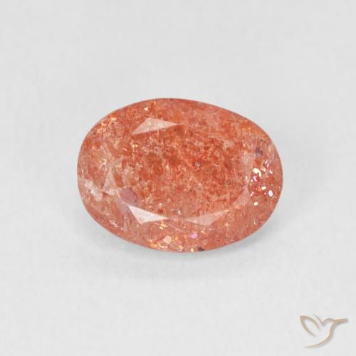 1.05ct 자연스러운 붉은 오렌지 썬스톤, 타원형, 투명한
