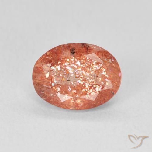 1.20ct 자연스러운 자몽 오렌지 썬스톤, 타원형, 투명한