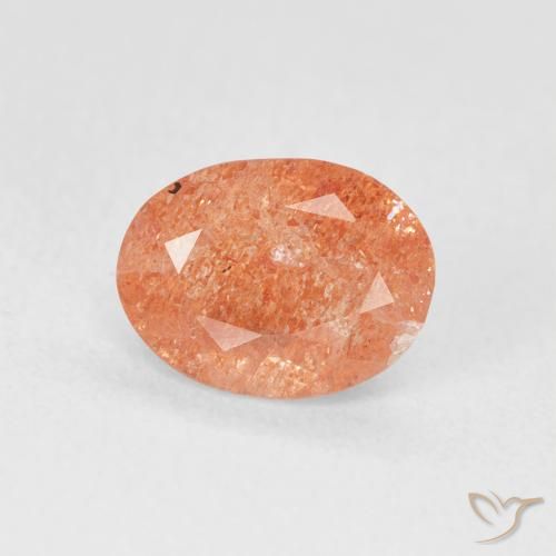 1.20ct 자연스러운 붉은 오렌지 썬스톤, 타원형, 투명한