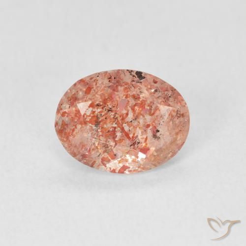 0.96ct 자연스러운 자몽 오렌지 썬스톤, 타원형, 투명한