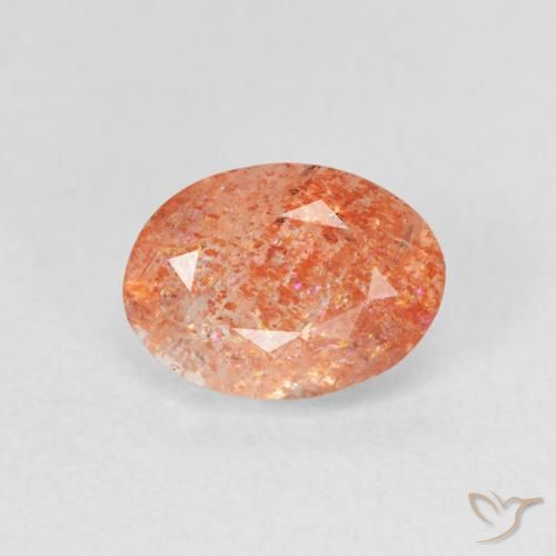 1.20ct 자연스러운 Medium Light-Orange 썬스톤, 타원형, 투명한