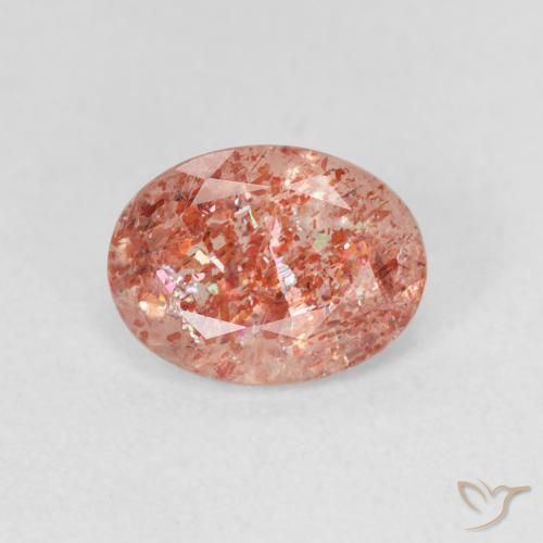 1.06ct 자연스러운 진저 오렌지 썬스톤, 타원형, 투명한