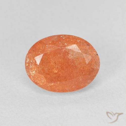 1.44ct 자연스러운 딥 오렌지 썬스톤, 타원형, 투명한
