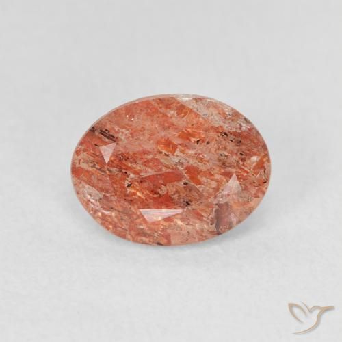 1.23ct 자연스러운 붉은 오렌지 썬스톤, 타원형, 투명한