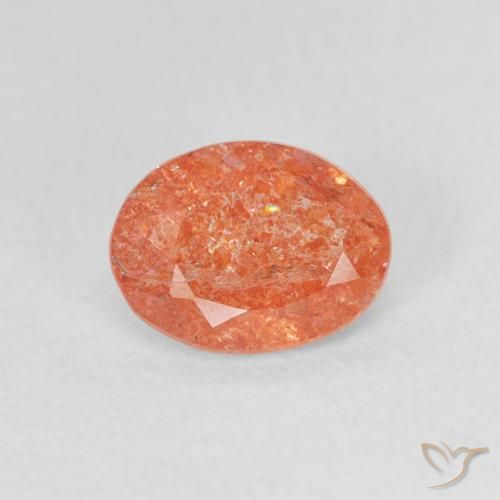 1.04ct 자연스러운 밝은 주황색 썬스톤, 타원형, 투명한