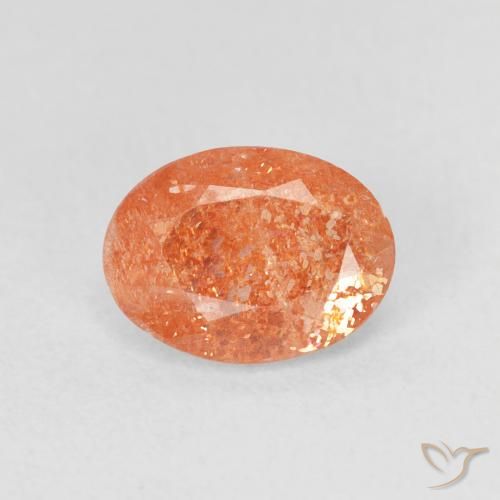1.09ct 자연스러운 밝은 주황색 썬스톤, 타원형, 투명한