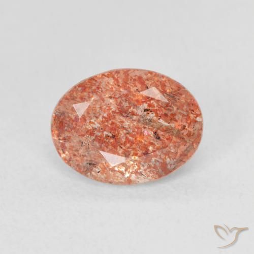 1.31ct 자연스러운 붉은 오렌지 썬스톤, 타원형, 투명한
