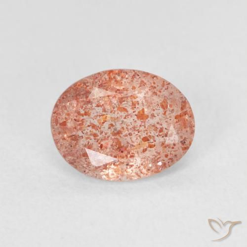 1.13ct 자연스러운 붉은 오렌지 썬스톤, 타원형, 투명한