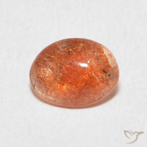 0.91ct 자연스러운 밝은 주황색 썬스톤, 타원형, 투명한