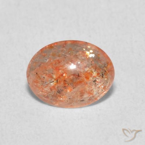 0.84ct 자연스러운 Medium Light-Orange 썬스톤, 타원형, 투명한