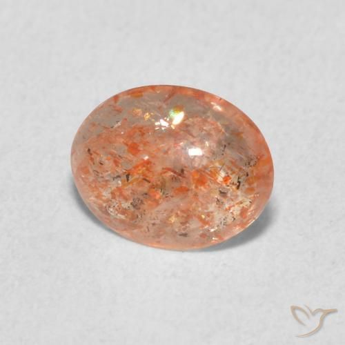 0.84캐럿 천연 Medium Light-Orange 썬스톤, 타원형, 투명한