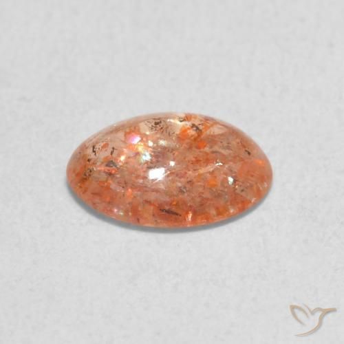 0.84캐럿 천연 Medium Light-Orange 썬스톤, 타원형, 투명한