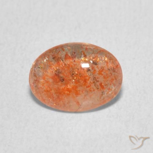 0.93ct 자연스러운 미디엄 오렌지 썬스톤, 타원형, 투명한