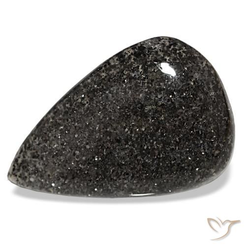 34.68ct 검정색 선스톤, 배 모양, 투명한