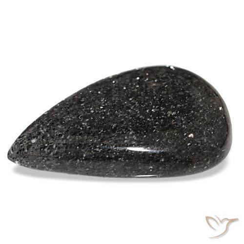 34.68캐럿 천연 검정색 선스톤, 배 모양, 32.2×21.4 mm, 투명한