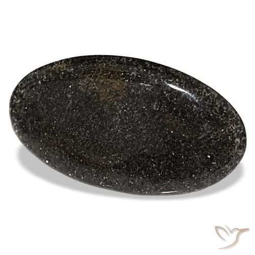 55.67캐럿 천연 검정색 선스톤, 타원형 컷, 45.3×25.3 mm, 투명한