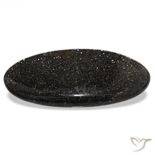 55.67캐럿 천연 검정색 선스톤, 타원형 컷, 45.3×25.3 mm, 투명한