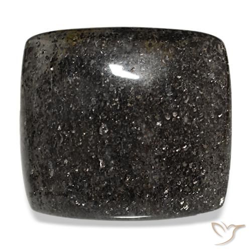 38.66ct 검정색 선스톤, 쿠션, 투명한