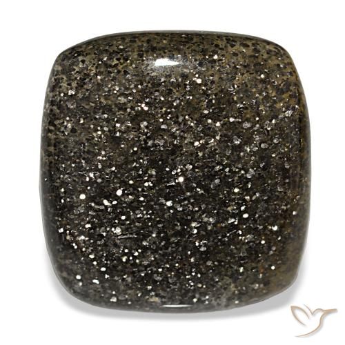 31.17ct 검정색 선스톤, 쿠션, 투명한