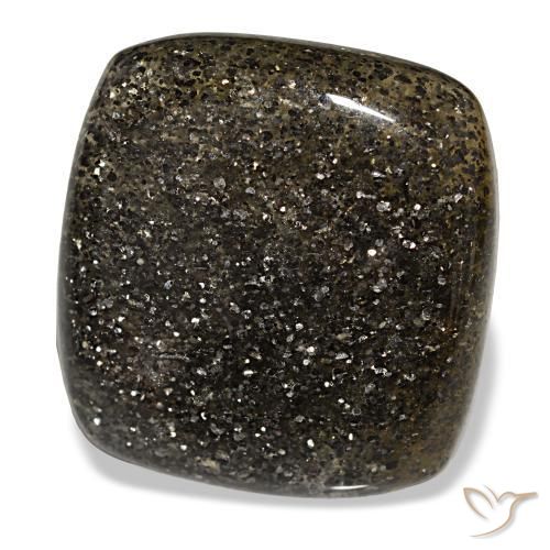 31.17캐럿 천연 검정색 선스톤, 쿠션 컷, 22.5×21.5 mm, 투명한