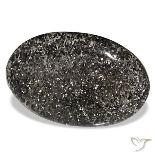 25.54캐럿 천연 검정색 선스톤, 타원형 컷, 30.1×19.3 mm, 투명한