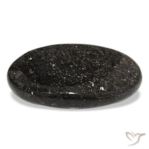 33.38캐럿 천연 검정색 선스톤, 타원형 컷, 31.3×19.9 mm, 투명한