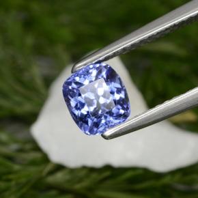 1.13캐럿 천연 바이올렛 블루 탄자나이트, 쿠션 컷, 6×5.4 mm, VVS