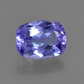 1.34캐럿 천연 푸르스름한 바이올렛 탄자나이트, 쿠션 컷, 7.8×5.8 mm, VVS-VS