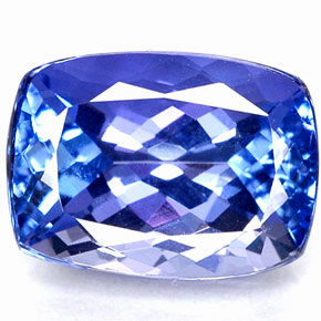 3.07캐럿 천연 바이올렛 블루 탄자나이트, 쿠션 컷, 9.6×7 mm, IF