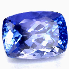 3.07캐럿 천연 바이올렛 블루 탄자나이트, 쿠션 컷, 9.6×7 mm, IF