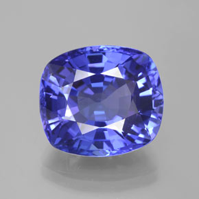 10.76캐럿 천연 바이올렛 블루 탄자나이트, 쿠션 컷, 14×12.6 mm, VVS
