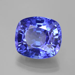 10.76캐럿 천연 바이올렛 블루 탄자나이트, 쿠션 컷, 14×12.6 mm, VVS
