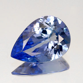 1.43캐럿 천연 바이올렛 블루 탄자나이트, 배 모양, 9.6×6.8 mm, IF