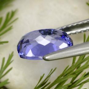 1.76캐럿 천연 강렬한 바이올렛 블루 탄자나이트, 쿠션 컷, 8.6×6.2 mm, VVS-VS