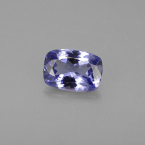 1.01캐럿 천연 바이올렛 블루 탄자나이트, 쿠션 컷, 7.6×5.4 mm, VVS-VS