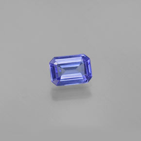 0.87캐럿 천연 바이올렛 블루 탄자나이트, 에메랄드 컷, 6.9×4.9 mm, VVS-VS