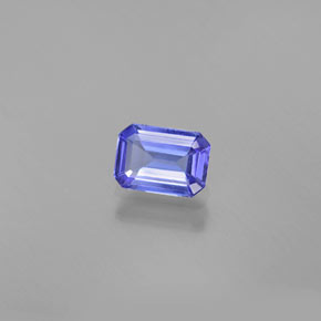 0.87캐럿 천연 바이올렛 블루 탄자나이트, 에메랄드 컷, 6.9×4.9 mm, VVS-VS