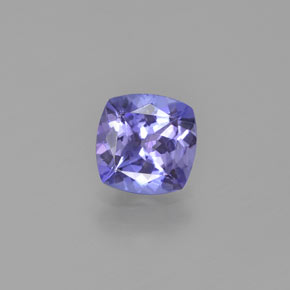 0.91캐럿 천연 바이올렛 블루 탄자나이트, 쿠션 컷, 6.1×6.1 mm, VVS-VS