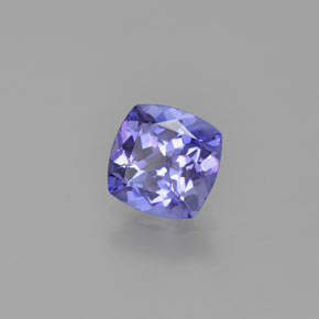 0.91캐럿 천연 바이올렛 블루 탄자나이트, 쿠션 컷, 6.1×6.1 mm, VVS-VS