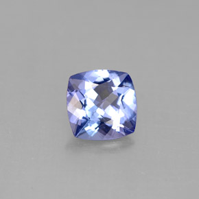 0.92캐럿 천연 바이올렛 블루 탄자나이트, 쿠션 컷, 6×6 mm, VVS