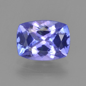 1.39캐럿 천연 바이올렛 블루 탄자나이트, 쿠션 컷, 8×6 mm, VVS