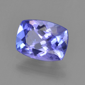 1.39캐럿 천연 바이올렛 블루 탄자나이트, 쿠션 컷, 8×6 mm, VVS