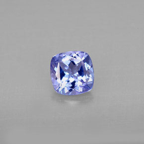 0.84캐럿 천연 바이올렛 블루 탄자나이트, 쿠션 컷, 5.9×5.8 mm, VVS
