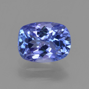 1.35캐럿 천연 바이올렛 블루 탄자나이트, 쿠션 컷, 7.7×5.8 mm, VS
