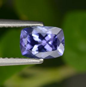 1.13캐럿 천연 푸르스름한 바이올렛 탄자나이트, 쿠션 컷, 7.1×5.2 mm, VVS