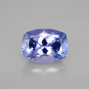 1.29캐럿 천연 바이올렛 블루 탄자나이트, 쿠션 컷, 7.4×5.5 mm, VVS