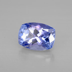 1.29캐럿 천연 바이올렛 블루 탄자나이트, 쿠션 컷, 7.4×5.5 mm, VVS