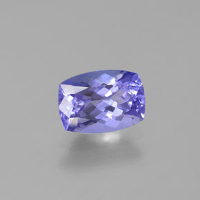 0.96캐럿 천연 푸르스름한 바이올렛 탄자나이트, 쿠션 컷, 7×5 mm, VVS