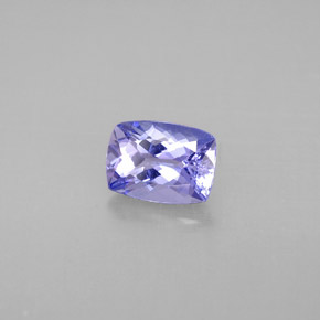 1.03캐럿 천연 푸르스름한 바이올렛 탄자나이트, 쿠션 컷, 6.9×5.1 mm, VVS