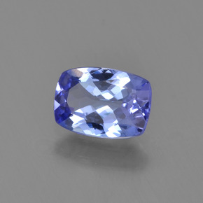 0.84캐럿 천연 바이올렛 블루 탄자나이트, 쿠션 컷, 6.9×5 mm, VVS